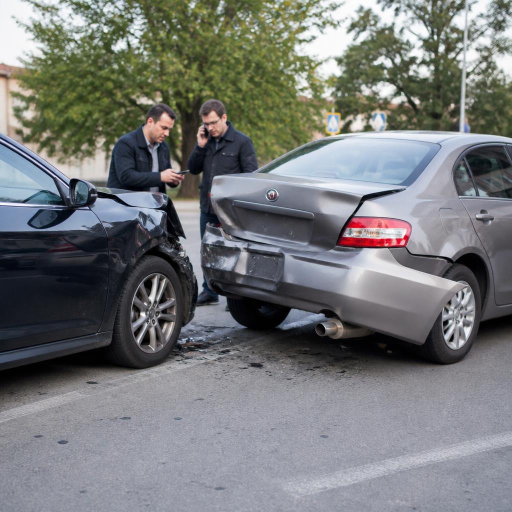 Verkehrsunfall mit zwei Fahrzeugen auf einer Straße – passend zur Unfallregulierung
